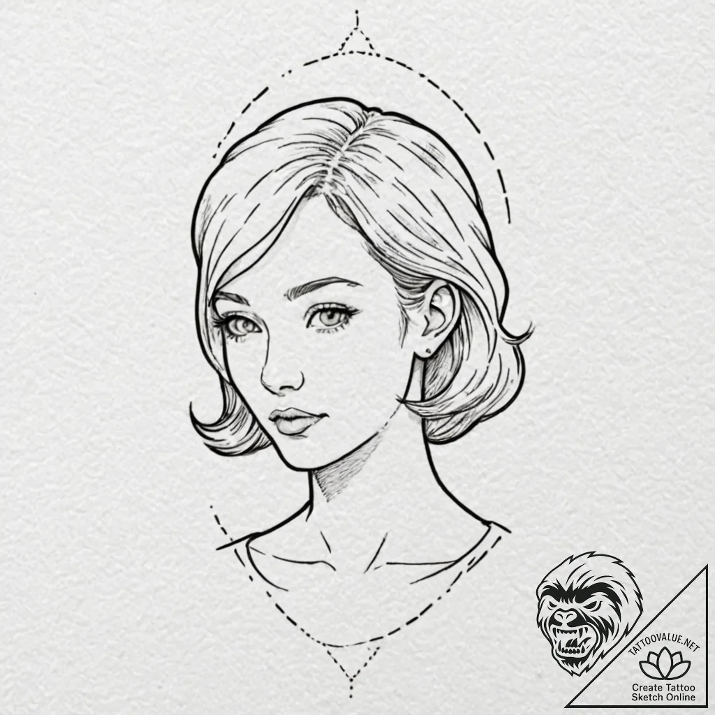 A sketch of daria, with her classic deadpan e... - tattoo sketch (№1751696193_0, 05.07.2025 06:16) — tattoovalue.net