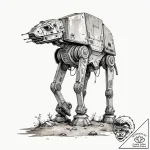 32. a graphic tattoo of an at-at walker, mini… – tattoo sketch (№1751696280_0, 05.07.2025 06:18) — tattoovalue.net