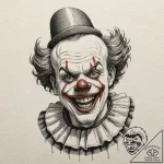 A neo-traditional tattoo of the clown from cl… – tattoo sketch (№1751696365_0, 05.07.2025 06:19) — tattoovalue.net