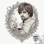 A sketch of tyrion lannister with a glass of… – tattoo sketch (№1751696536_0, 05.07.2025 06:22) — tattoovalue.net