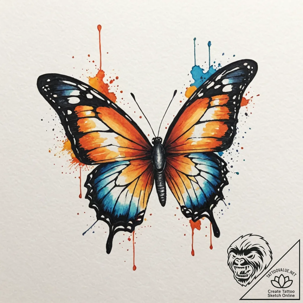 A watercolor tattoo of the butterfly effect f... - tattoo sketch (№1751696967_0, 05.07.2025 06:29) — tattoovalue.net