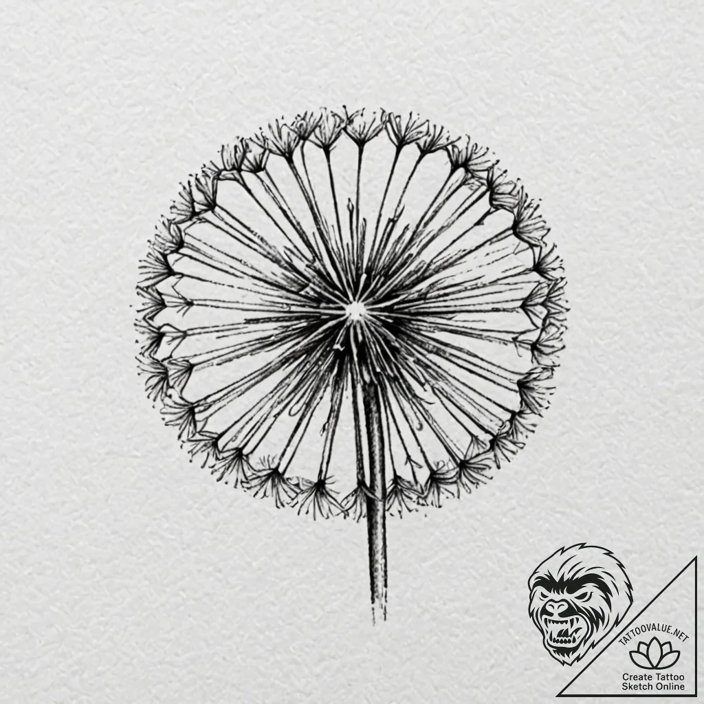 A dandelion clock (is there, but can be a clo... - tattoo sketch (№1751697650_0, 05.07.2025 06:40) — tattoovalue.net