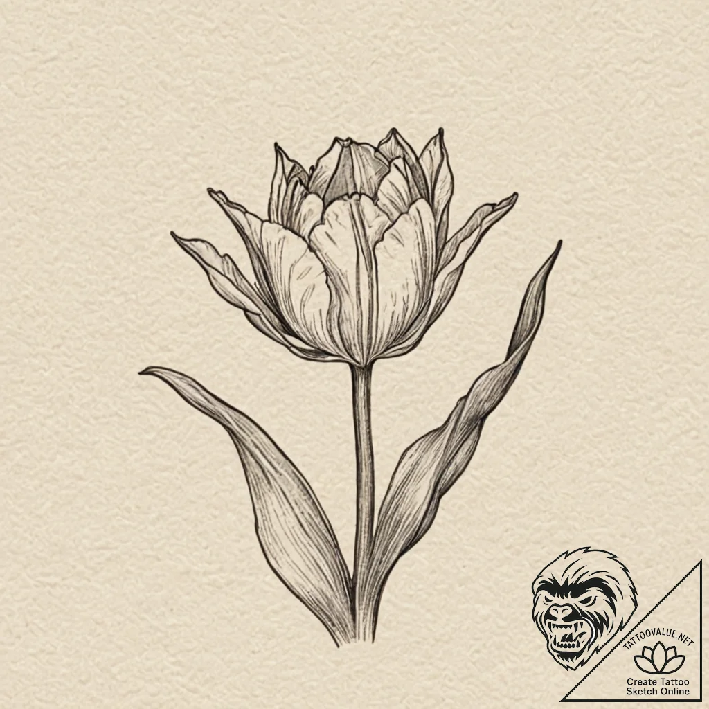 Tulip, concept art for tattoo, neo traditiona... - tattoo sketch (№1751698283_0, 05.07.2025 06:51) — tattoovalue.net