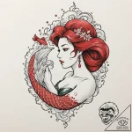 A watercolor sketch of ariel from the little… – tattoo sketch (№1751698767_0, 05.07.2025 06:59) — tattoovalue.net