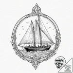 Sailboat, tattoo line art, stylized interpret… – tattoo sketch (№1751699028_0, 05.07.2025 07:03) — tattoovalue.net