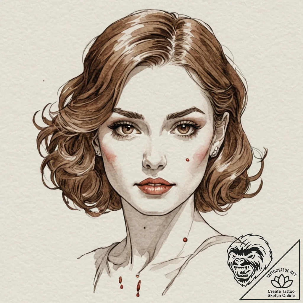 A watercolor tattoo of the bloody eye of elle... - tattoo sketch (№1751699115_0, 05.07.2025 07:05) — tattoovalue.net