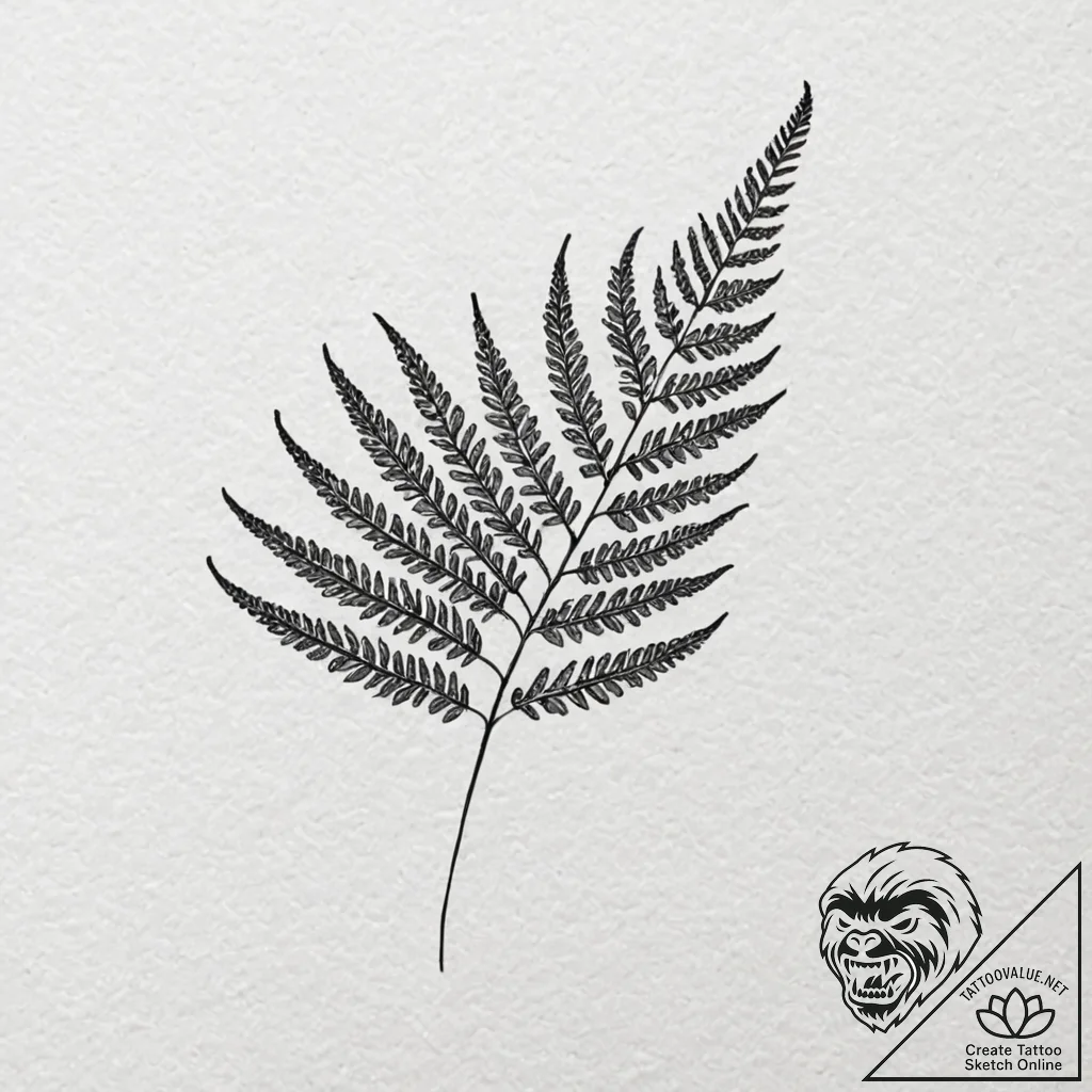 Fern, concept art for tattoo, fine lines, del... - tattoo sketch (№1751699285_0, 05.07.2025 07:08) — tattoovalue.net