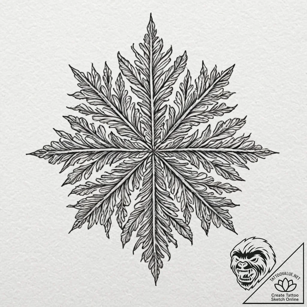 Snowflake under a microscope, tattoo drawing... - tattoo sketch (№1751699632_0, 05.07.2025 07:13) — tattoovalue.net