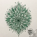 A watercolor sketch of the green code rain fo… – tattoo sketch (№1751699973_0, 05.07.2025 07:19) — tattoovalue.net