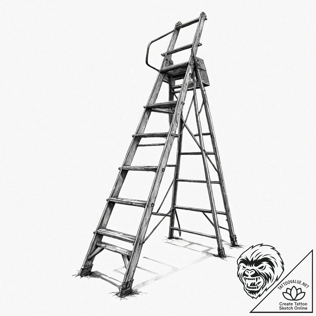 Ladder, tattoo sketch design, studio lighting... - tattoo sketch (№1751700232_0, 05.07.2025 07:23) — tattoovalue.net