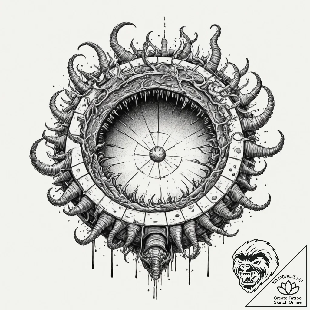 A trash polka design of the sarlacc pit, chao... - tattoo sketch (№1751700817_0, 05.07.2025 07:33) — tattoovalue.net
