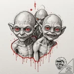 A sketch of gollum/smeagol, his face split be… – tattoo sketch (№1751701393_0, 05.07.2025 07:43) — tattoovalue.net