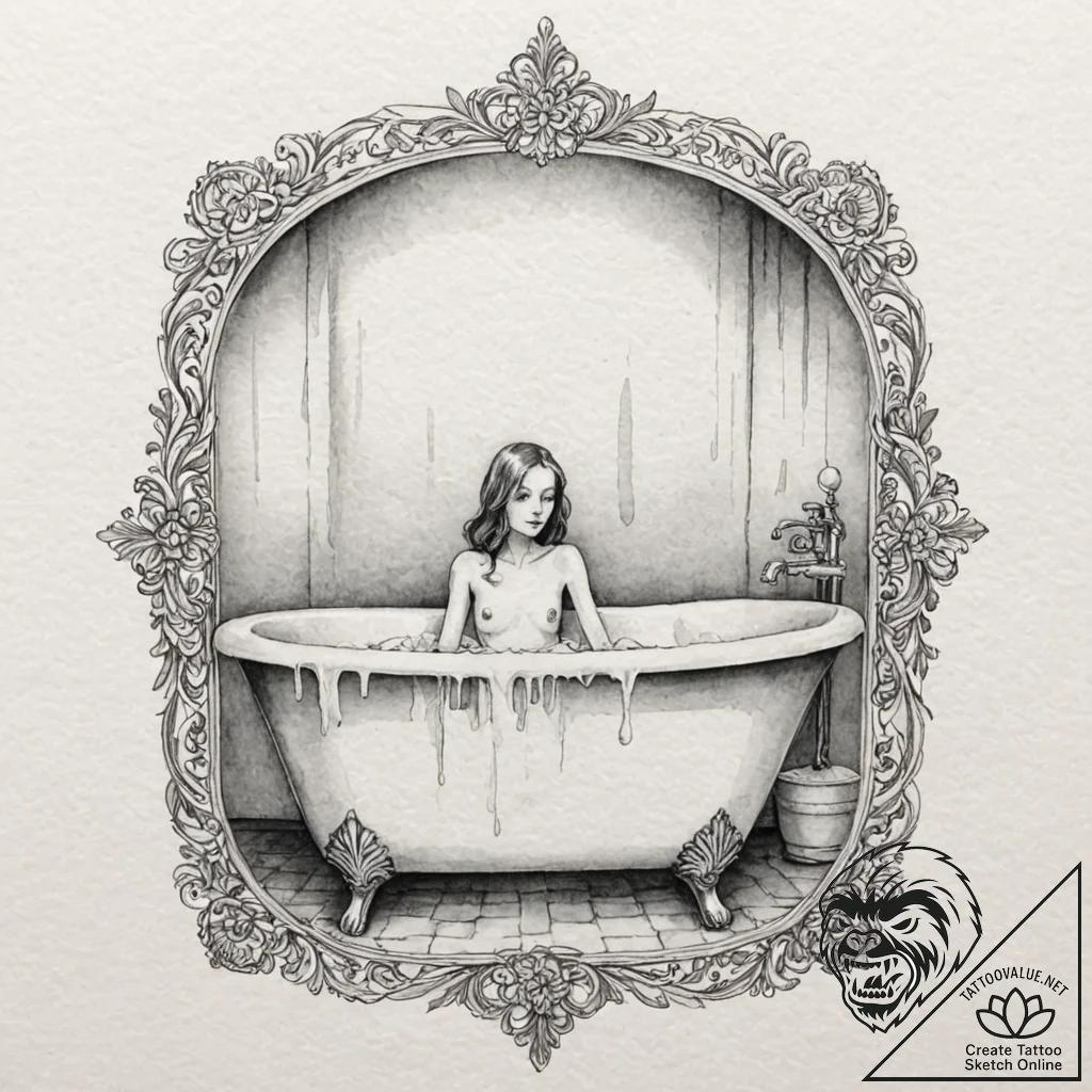 A watercolor sketch of room 237, with the gho... - tattoo sketch (№1751701742_0, 05.07.2025 07:49) — tattoovalue.net