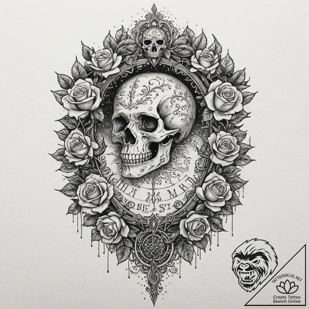 A dotwork tattoo design of the doors of durin... - tattoo sketch (№1751702443_0, 05.07.2025 08:00) — tattoovalue.net