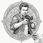 Graphic novel style panel of rick deckard aim… – tattoo sketch (№1751702870_0, 05.07.2025 08:07) — tattoovalue.net