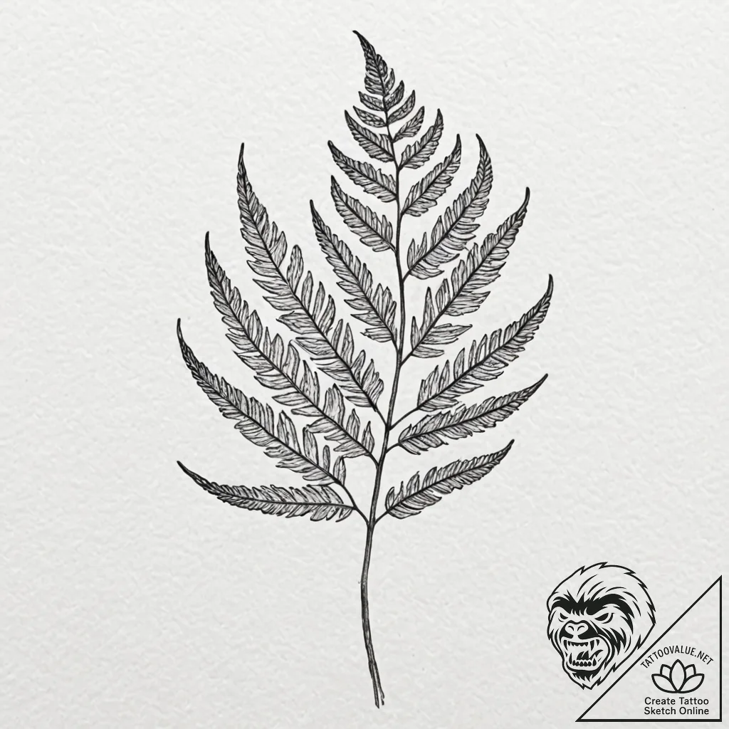 A fern frond unfurling, tattoo line art, clea... - tattoo sketch (№1751703295_0, 05.07.2025 08:14) — tattoovalue.net
