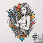 A sketch of b.b. with her toy gun,, tattoo dr… – tattoo sketch (№1751703382_0, 05.07.2025 08:16) — tattoovalue.net