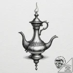 A minimalist tattoo of the magic lamp from al… – tattoo sketch (№1751703636_0, 05.07.2025 08:20) — tattoovalue.net