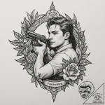 A sketch of captain malcolm reynolds from fir… – tattoo sketch (№1751703722_0, 05.07.2025 08:22) — tattoovalue.net