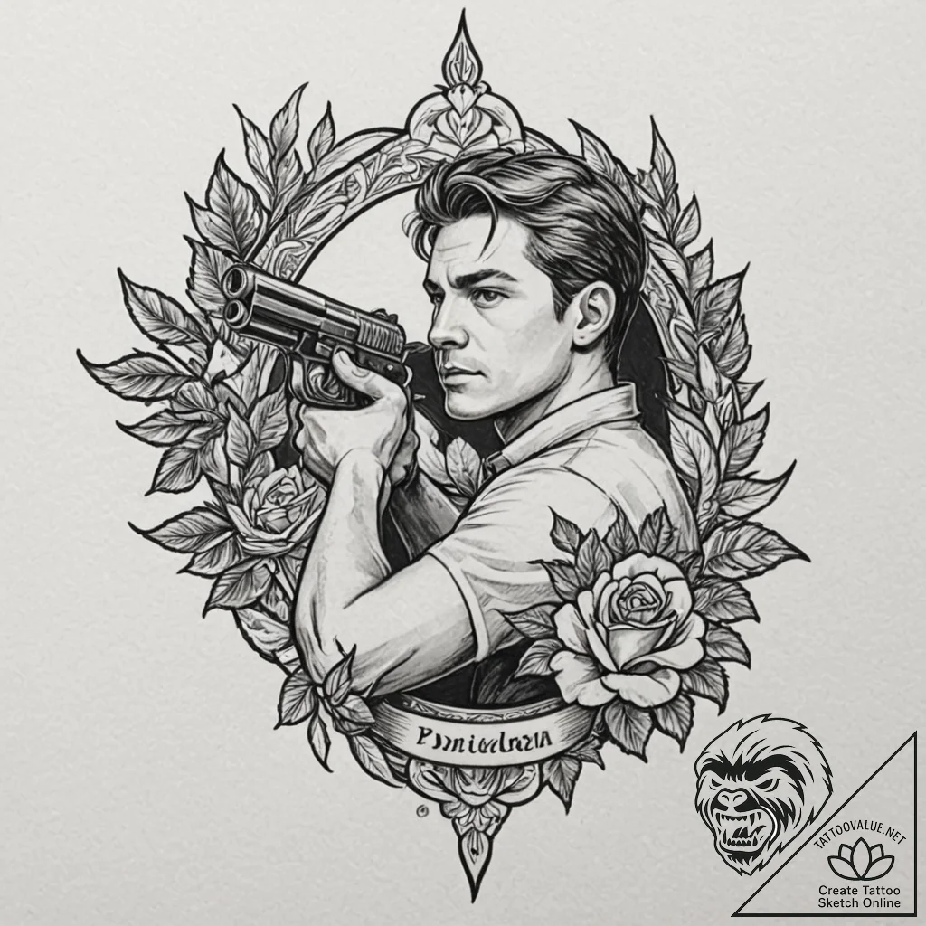 A sketch of captain malcolm reynolds from fir... - tattoo sketch (№1751703722_0, 05.07.2025 08:22) — tattoovalue.net