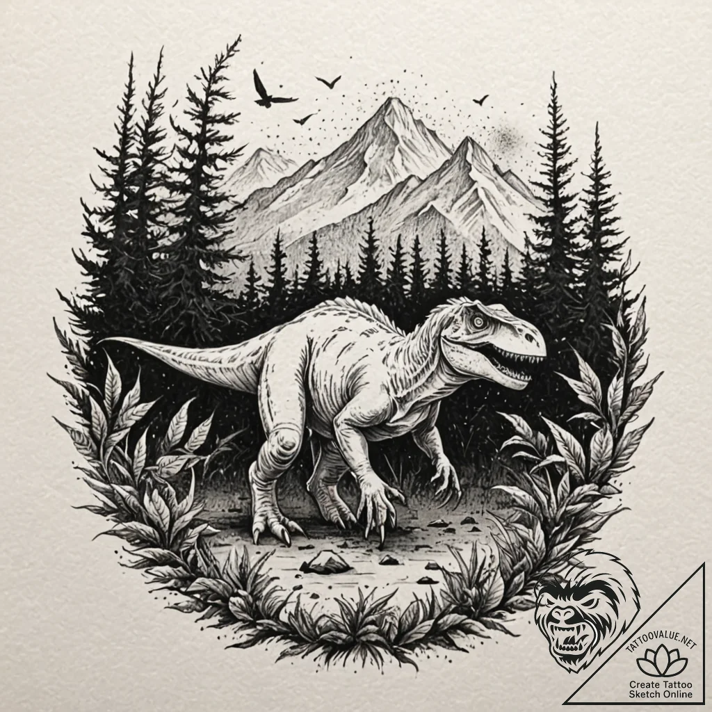 150. (jurassic park) a watercolor sketch of a... - tattoo sketch (№1751704151_0, 05.07.2025 08:29) — tattoovalue.net