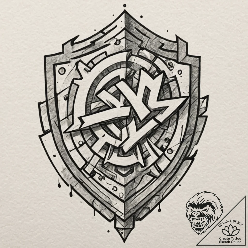 Shield, tattoo line art, professional artwork... - tattoo sketch (№1751704404_0, 05.07.2025 08:33) — tattoovalue.net