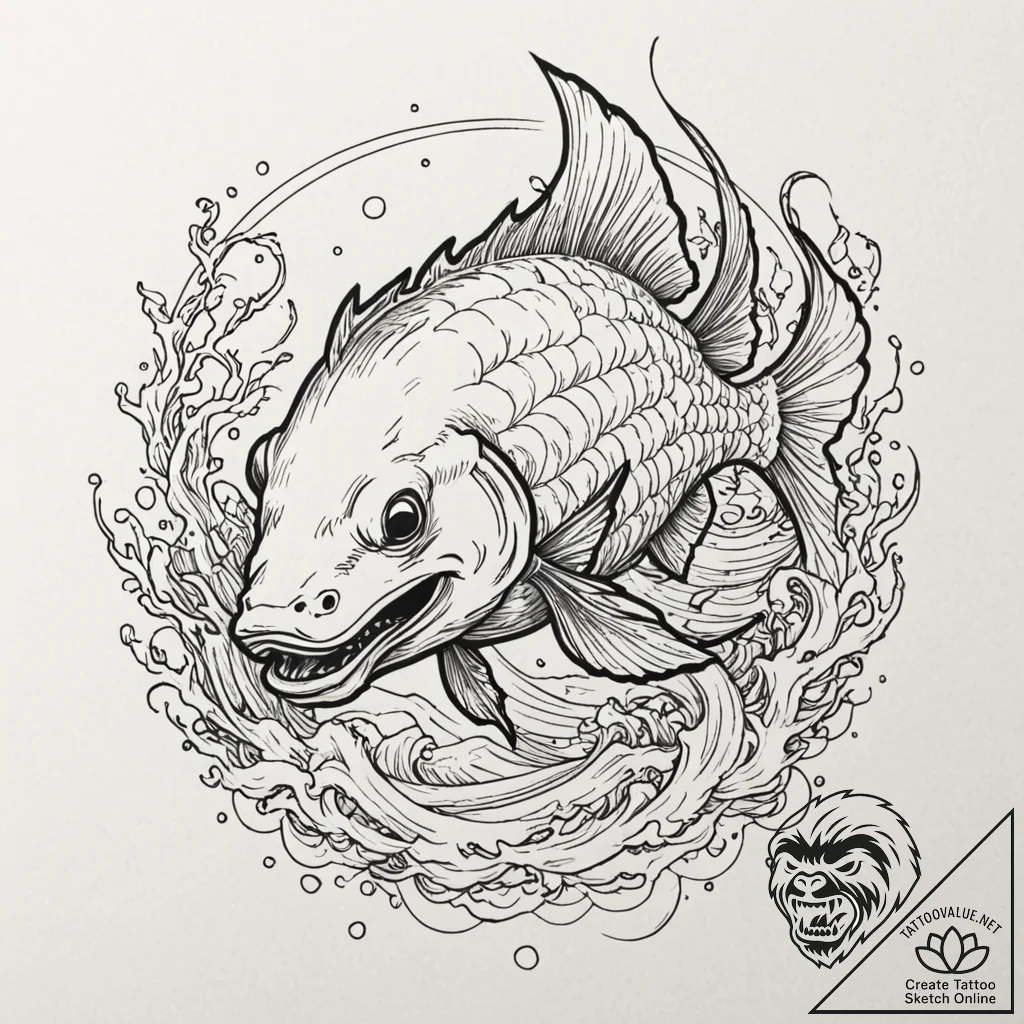 A deep-sea anglerfish with a bioluminescent l... - tattoo sketch (№1751705087_0, 05.07.2025 08:44) — tattoovalue.net