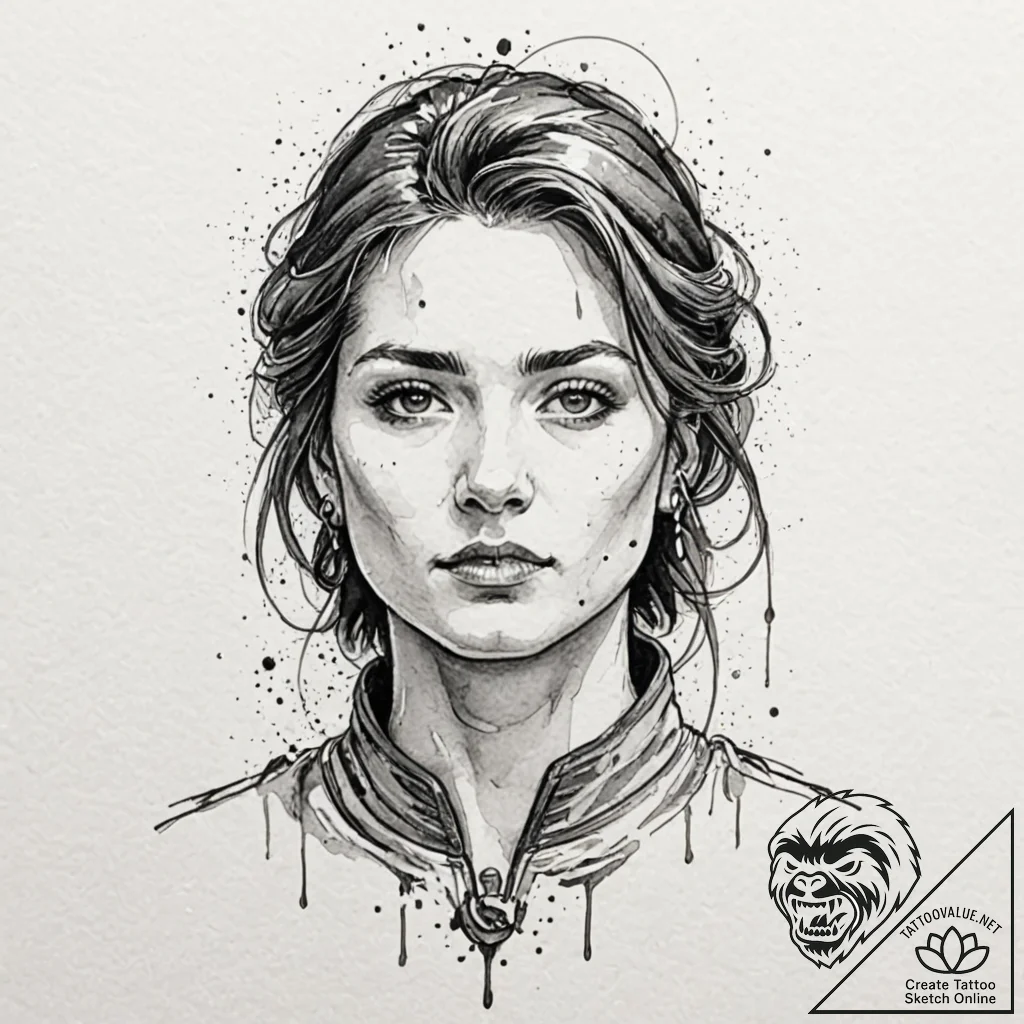 A neo-traditional portrait of chani, a fremen... - tattoo sketch (№1751705240_0, 05.07.2025 08:47) — tattoovalue.net