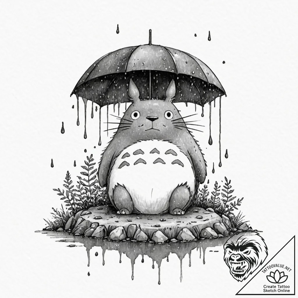 A watercolor sketch tattoo of totoro from my... - tattoo sketch (№1751705472_0, 05.07.2025 08:51) — tattoovalue.net