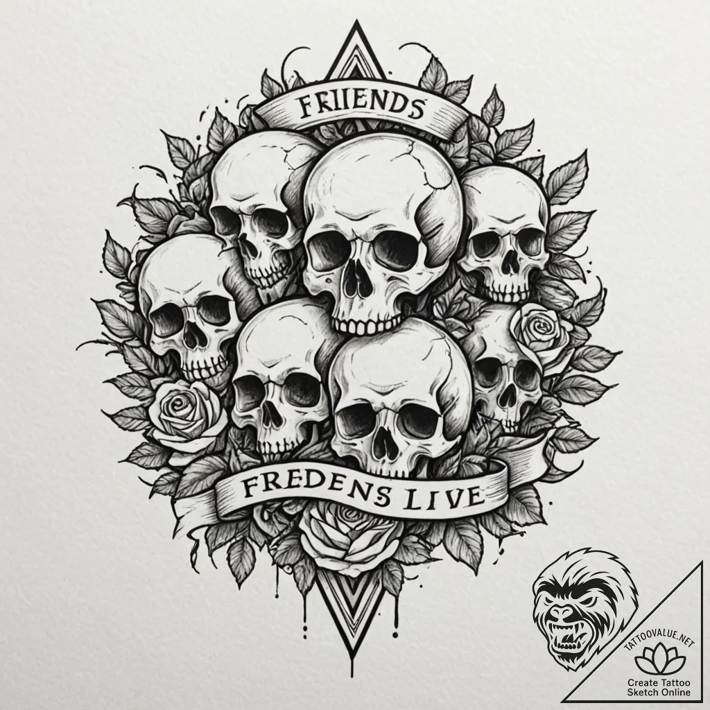 A chicano lettering tattoo of "friends don't... - tattoo sketch (№1751706143_0, 05.07.2025 09:02) — tattoovalue.net
