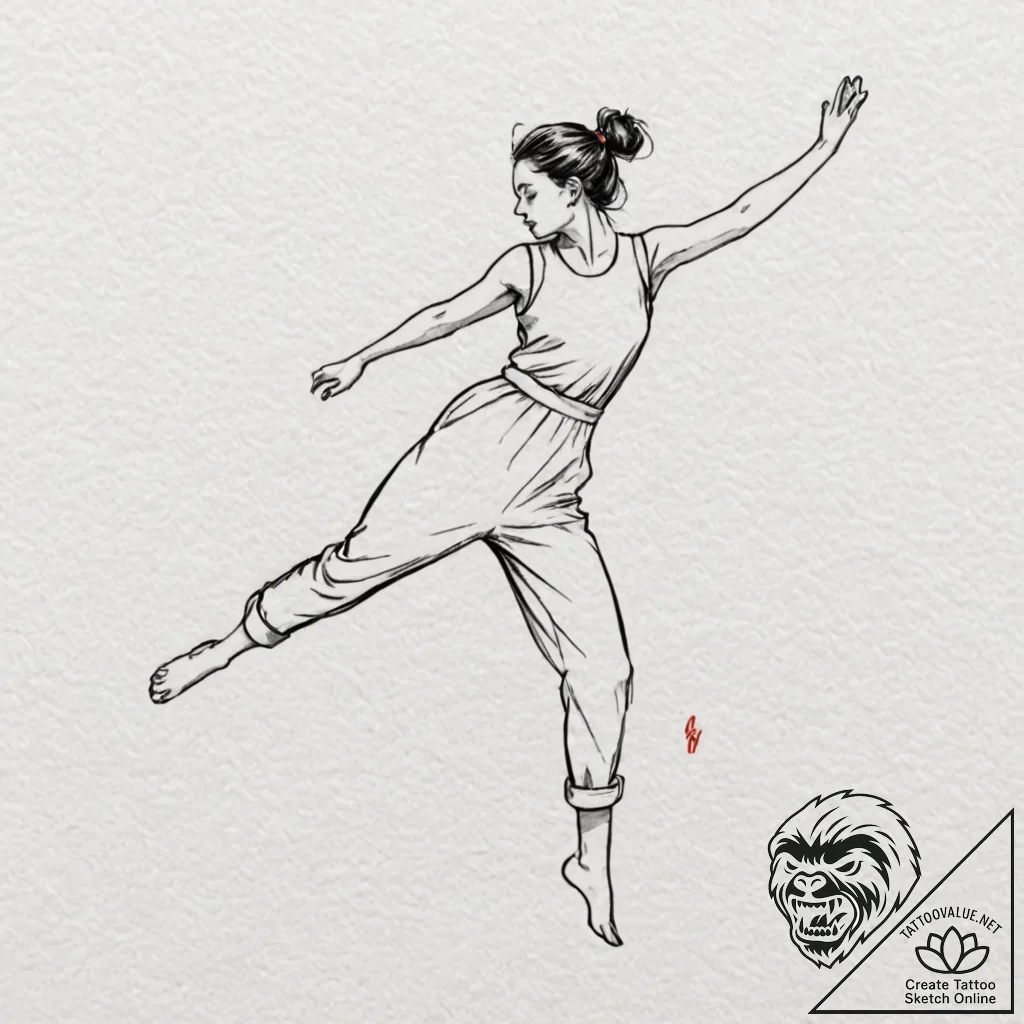 A minimalist tattoo of a single, red jumpsuit... - tattoo sketch (№1751706917_0, 05.07.2025 09:15) — tattoovalue.net
