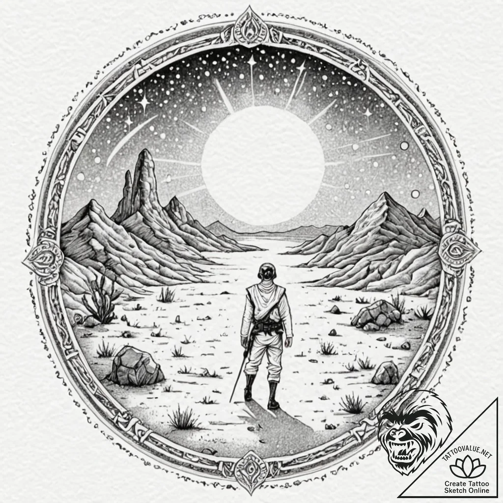 44. watercolor tattoo design of the binary su... - tattoo sketch (№1751707162_0, 05.07.2025 09:19) — tattoovalue.net