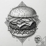 A neo-traditional tattoo of a kahuna burger b… – tattoo sketch (№1751707320_0, 05.07.2025 09:22) — tattoovalue.net