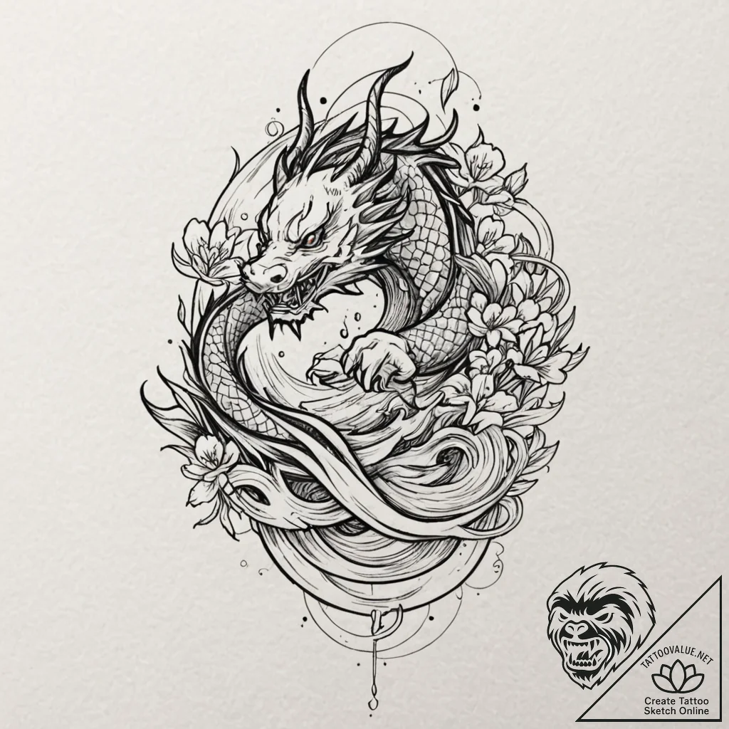 Fairy, tattoo drawing outline, rough sketchy... - tattoo sketch (№1751707401_0, 05.07.2025 09:23) — tattoovalue.net