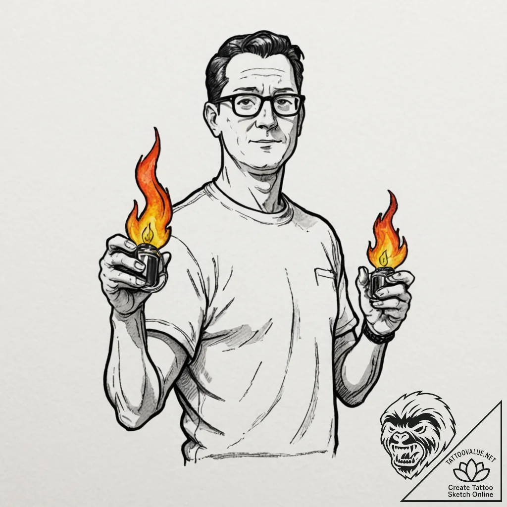 A neo-traditional tattoo of hank hill from ki... - tattoo sketch (№1751707722_0, 05.07.2025 09:28) — tattoovalue.net