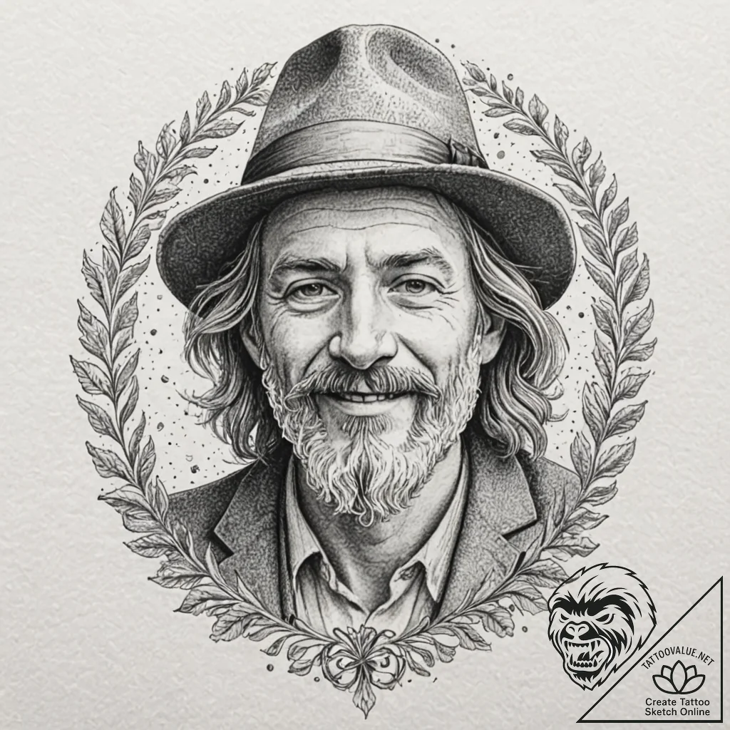 A sketch of tom bombadil, joyful and enigmati... - tattoo sketch (№1751708147_0, 05.07.2025 09:35) — tattoovalue.net