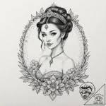 A linework tattoo of the mendl’s courtesan au… – tattoo sketch (№1751708657_0, 05.07.2025 09:44) — tattoovalue.net