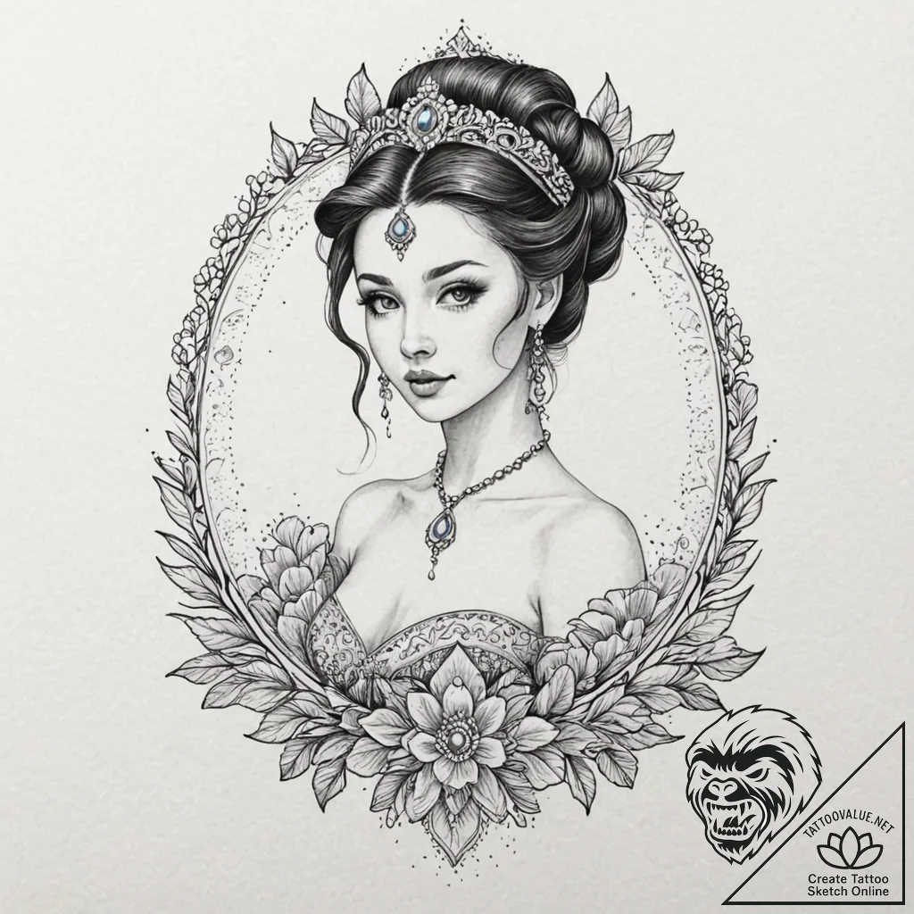 A linework tattoo of the mendl's courtesan au... - tattoo sketch (№1751708657_0, 05.07.2025 09:44) — tattoovalue.net