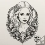 A neo-traditional portrait of daenerys targar… – tattoo sketch (№1751708828_0, 05.07.2025 09:47) — tattoovalue.net