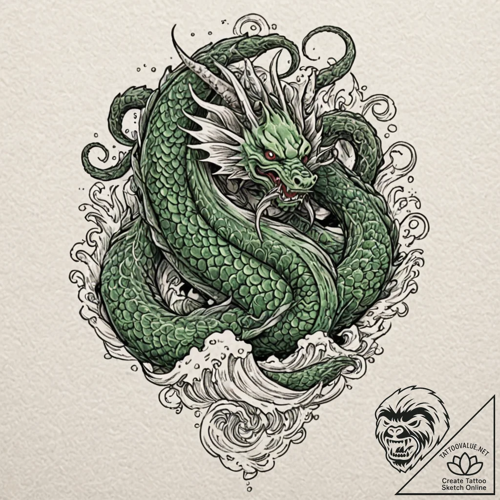 A trash polka tattoo of cthulhu rising from t... - tattoo sketch (№1751709000_0, 05.07.2025 09:50) — tattoovalue.net