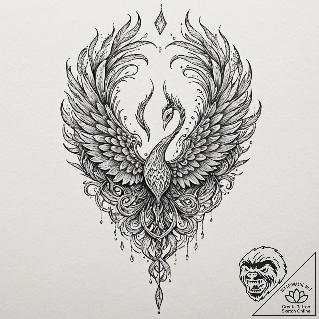 A neo-traditional tattoo of a phoenix (fawkes... - tattoo sketch (№1751709794_0, 05.07.2025 10:03) — tattoovalue.net