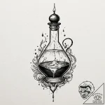 Potion bottle with glowing liquid, tattoo dra… – tattoo sketch (№1751709971_0, 05.07.2025 10:06) — tattoovalue.net