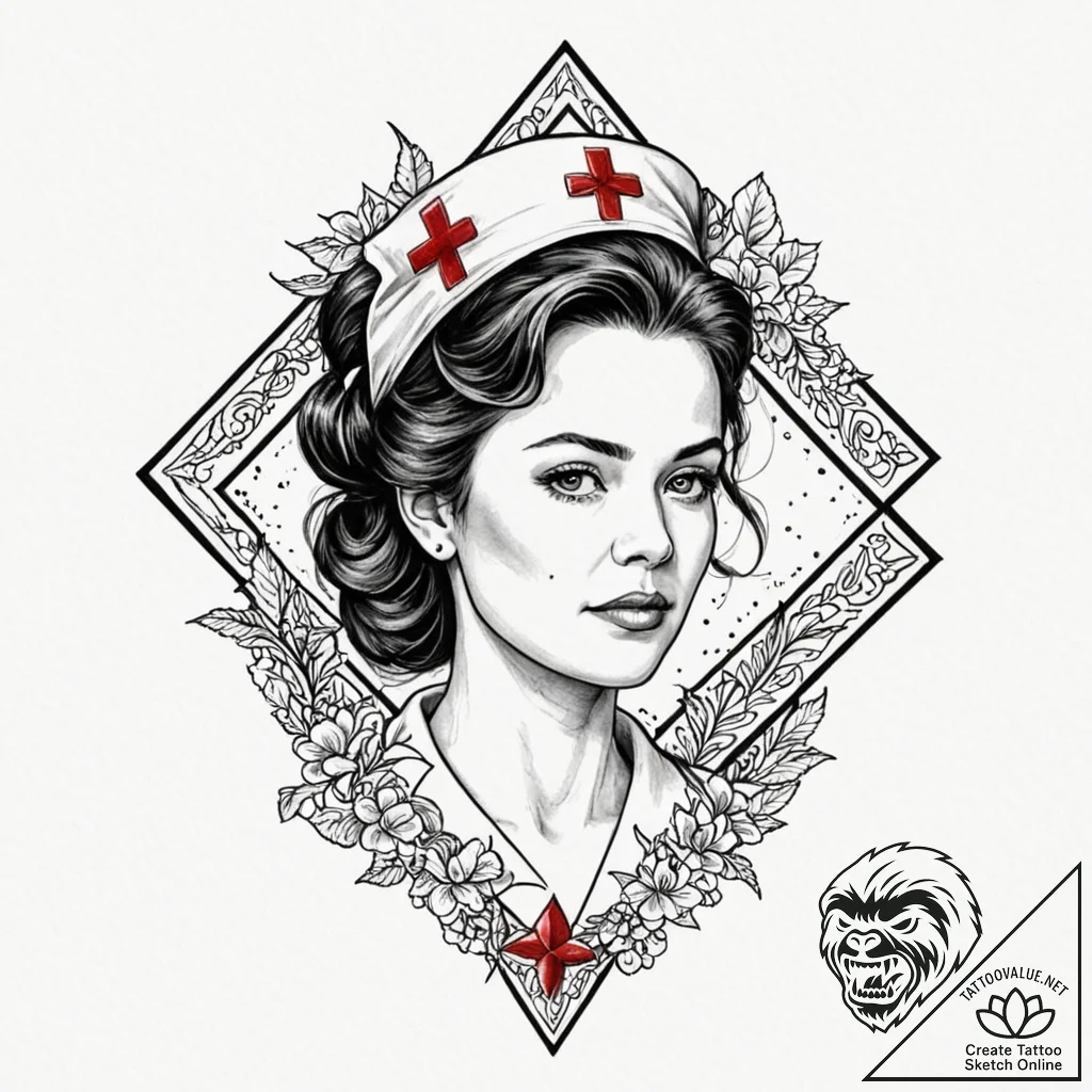 A sketch of nurse ratched from one flew over... - tattoo sketch (№1751710059_0, 05.07.2025 10:07) — tattoovalue.net
