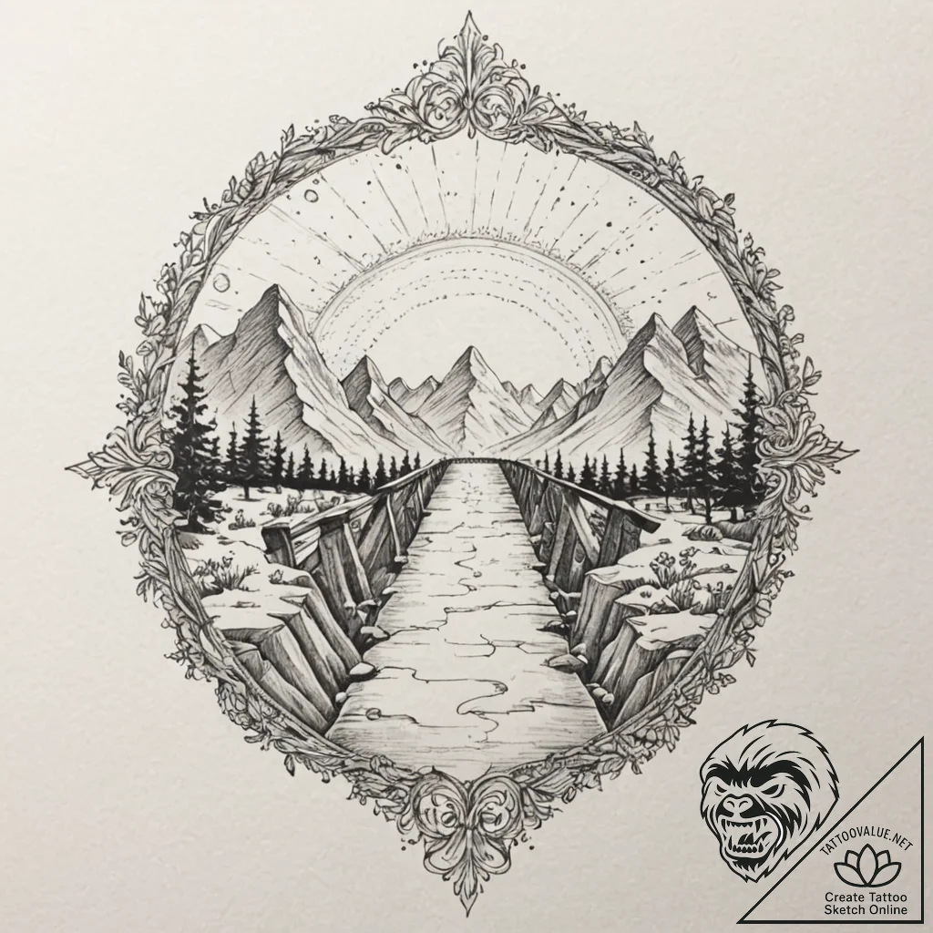 A watercolor sketch of the bifrost bridge, a... - tattoo sketch (№1751710400_0, 05.07.2025 10:13) — tattoovalue.net
