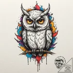 Owl with skull, artistic tattoo sketch, detai… – tattoo sketch (№1751710490_0, 05.07.2025 10:14) — tattoovalue.net