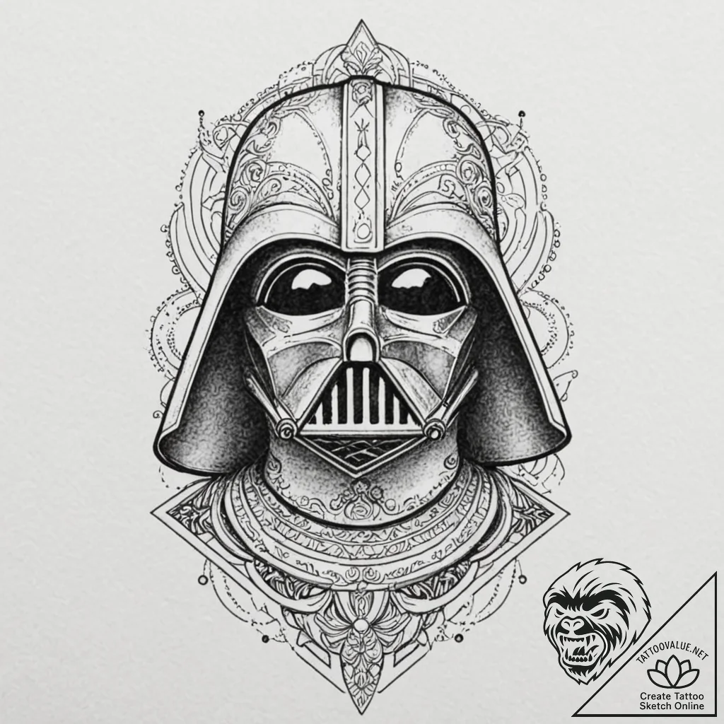 Neo-traditional tattoo design of darth vader'... - tattoo sketch (№1751711340_0, 05.07.2025 10:29) — tattoovalue.net