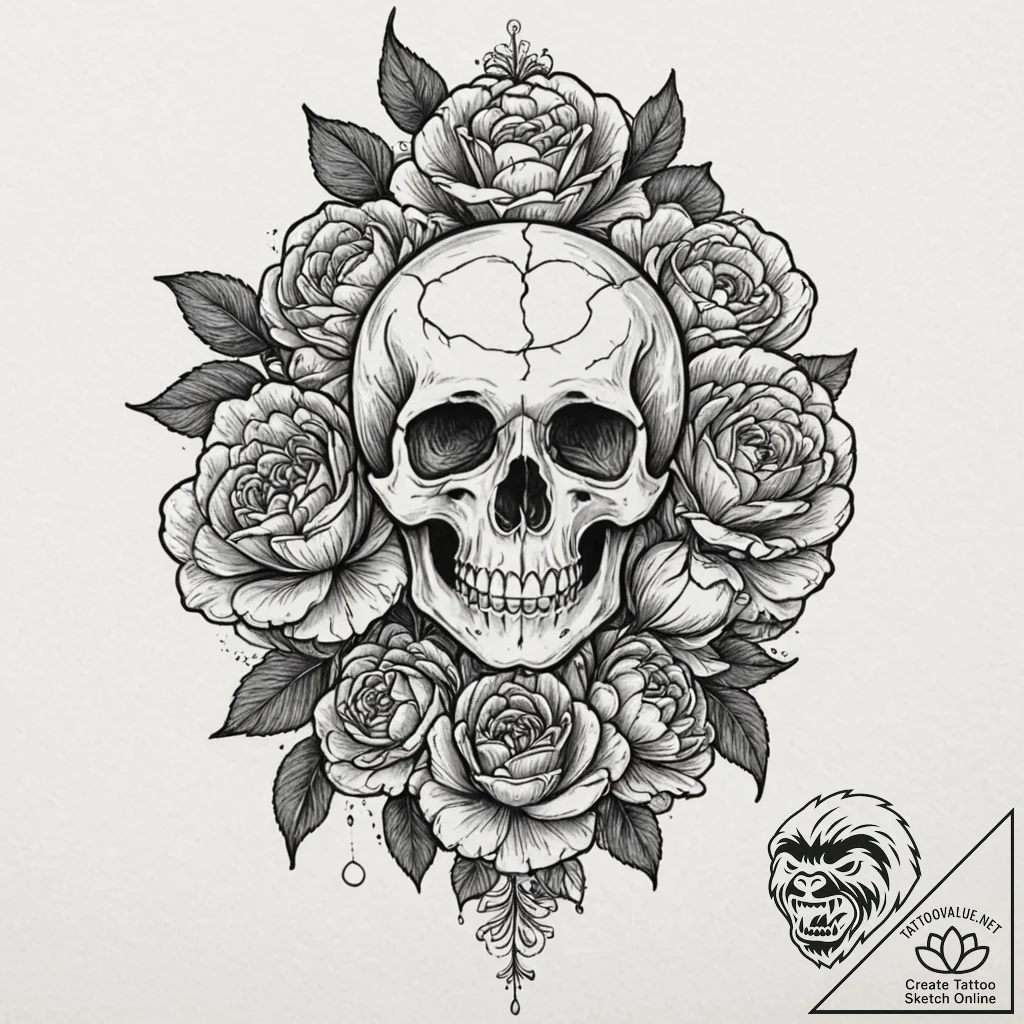 Peony, tattoo flash sheet design, no backgrou... - tattoo sketch (№1751711506_0, 05.07.2025 10:31) — tattoovalue.net