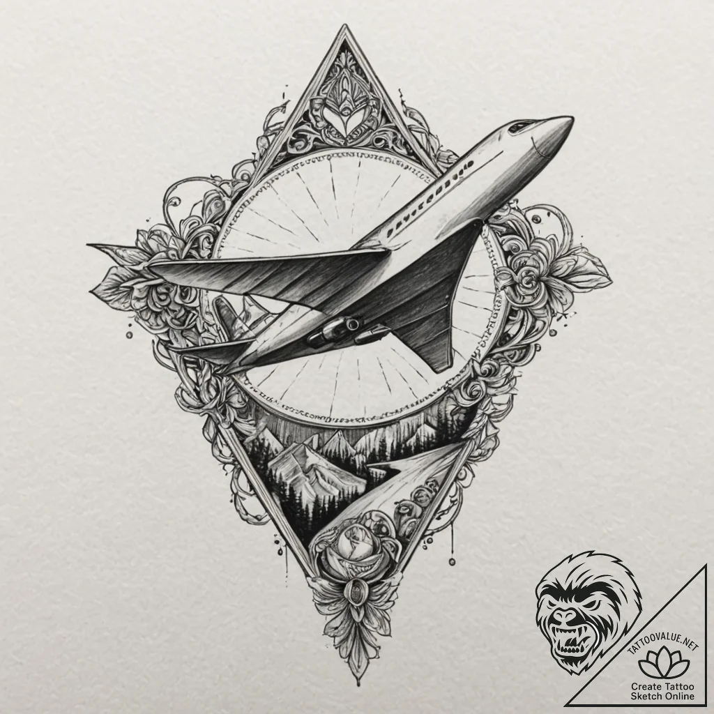 A paper airplane turning into a real plane, c... - tattoo sketch (№1751711589_0, 05.07.2025 10:33) — tattoovalue.net