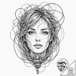 Trash polka composition of a human battery in… – tattoo sketch (№1751712446_0, 05.07.2025 10:47) — tattoovalue.net