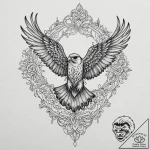 Falcon, concept art for tattoo, ornamental ta… – tattoo sketch (№1751712531_0, 05.07.2025 10:48) — tattoovalue.net